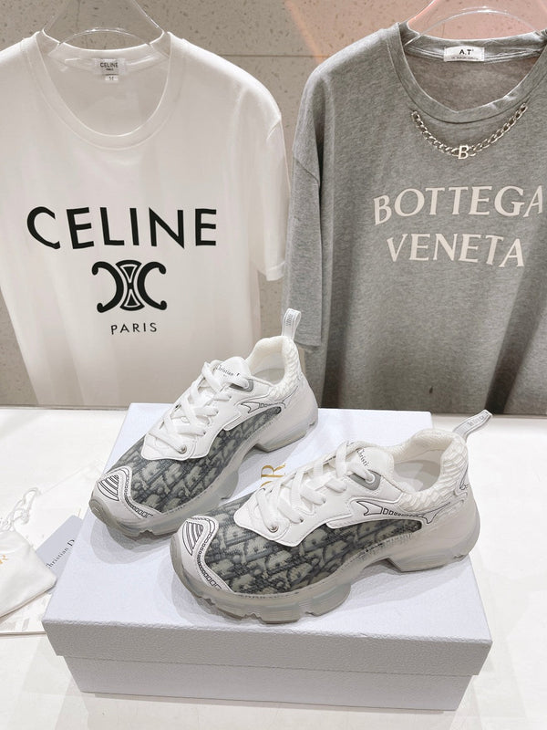 CD Vibe Sneaker White Black Polyester Mesh Fabric And Oblique Jacquard Fabric