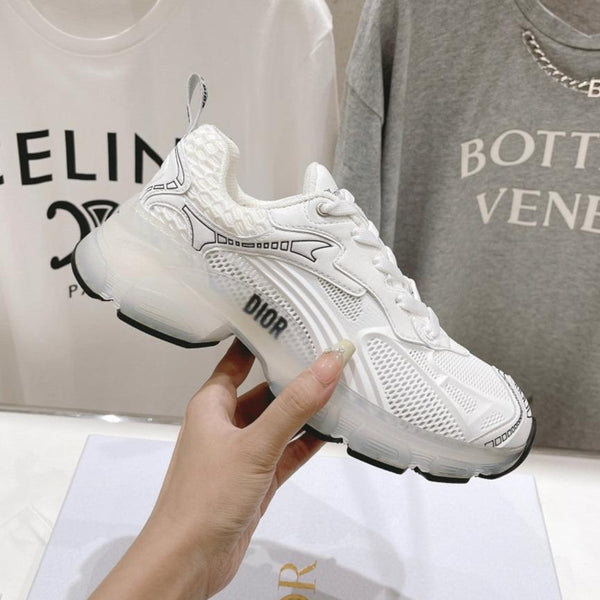 CD Vibe Sneaker White Polyester Mesh Fabric And Lambskin