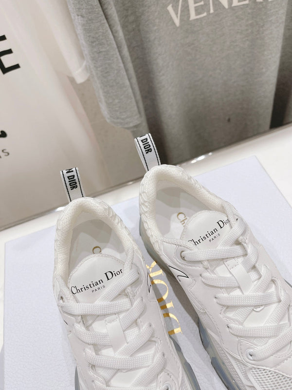 CD Vibe Sneaker White Polyester Mesh Fabric And Lambskin