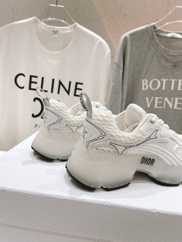 CD Vibe Sneaker White Polyester Mesh Fabric And Lambskin