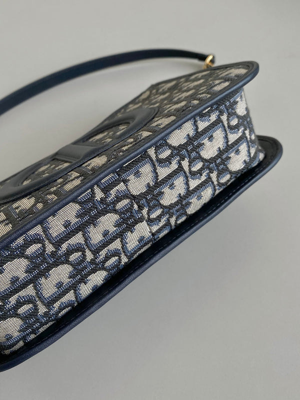 BORSA MINI HOBO 23 IN JACQUARD OBLIQUO BLU