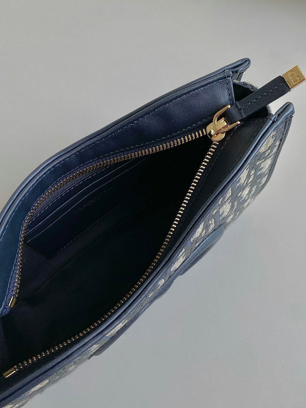 BORSA MINI HOBO 23 IN JACQUARD OBLIQUO BLU
