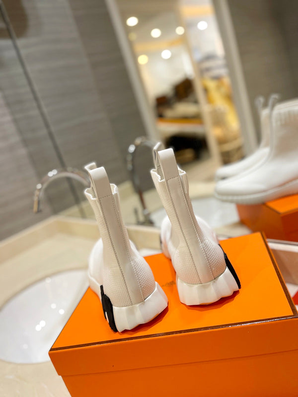 HM Fun Sneaker In White Mesh Fabric And Lambskin 983006