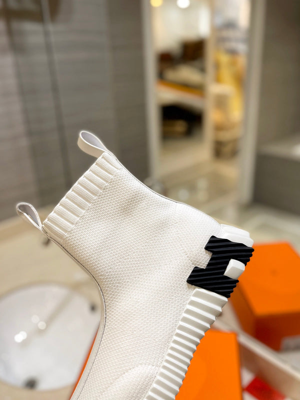 HM Fun Sneaker In White Mesh Fabric And Lambskin 983006