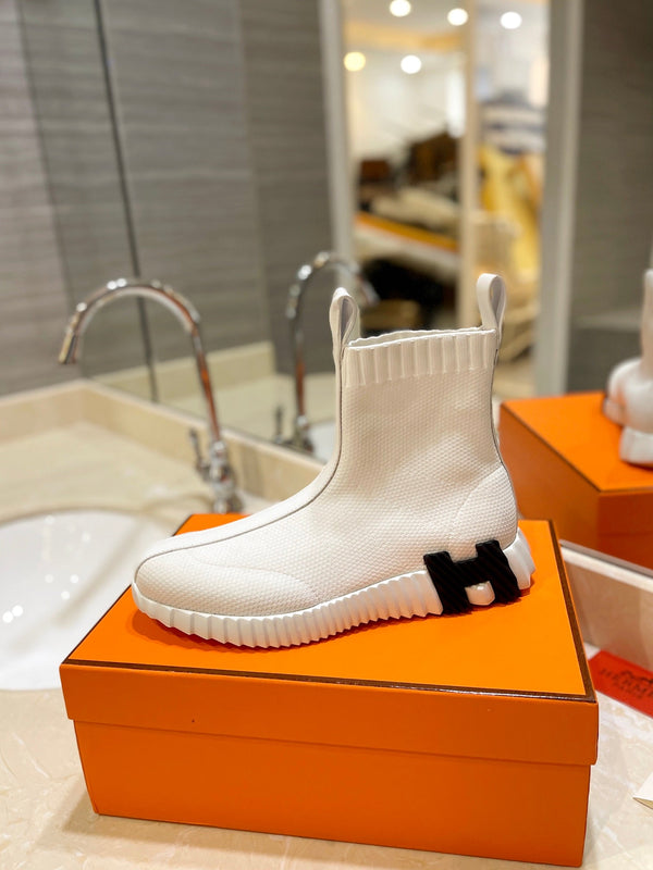 HM Fun Sneaker In White Mesh Fabric And Lambskin 983006