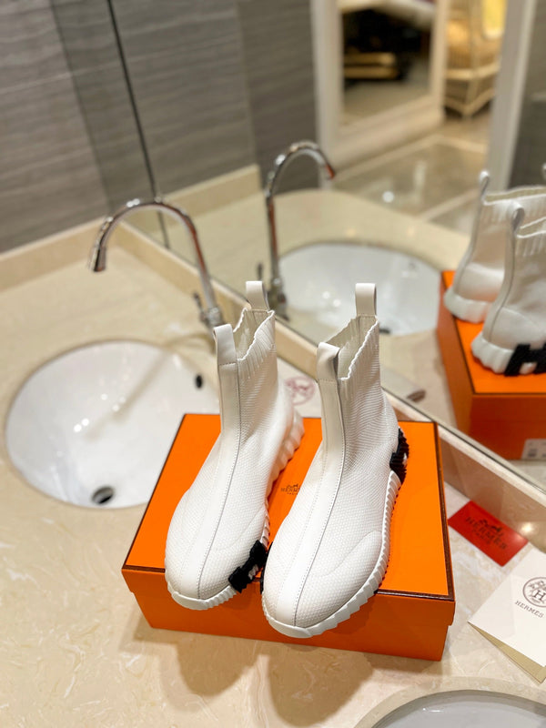 HM Fun Sneaker In White Mesh Fabric And Lambskin 983006