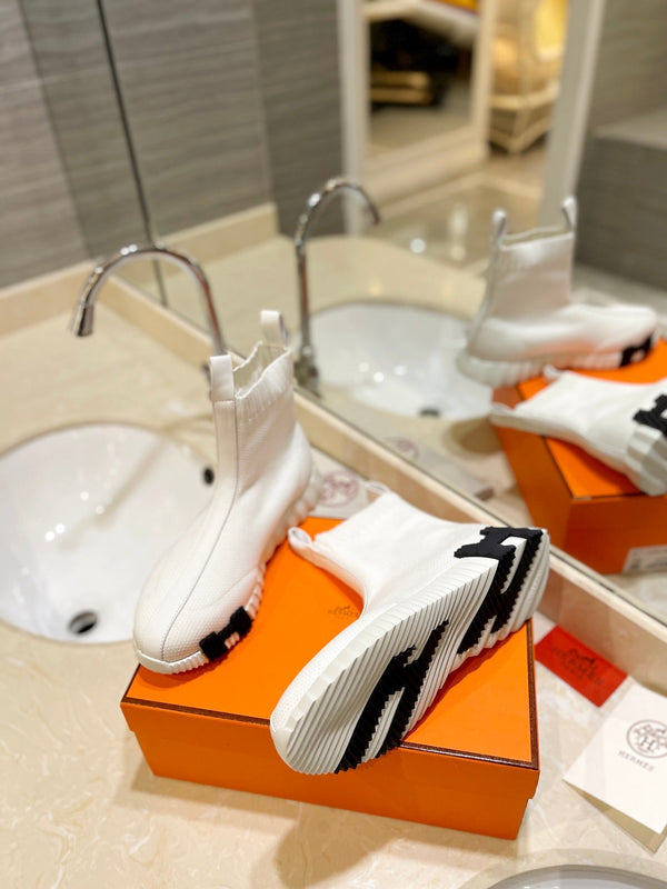 HM Fun Sneaker In White Mesh Fabric And Lambskin 983006