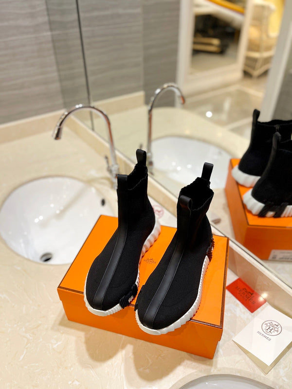 HM Fun Sneaker In Black Mesh Fabric And Lambskin 983010