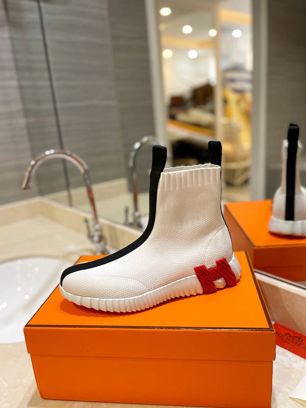 HM Fun Sneaker In Black Mix White Mesh Fabric And Lambskin 983018