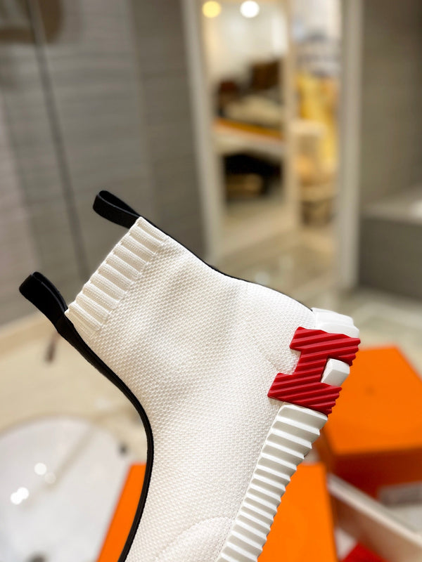 HM Fun Sneaker In Black Mix White Mesh Fabric And Lambskin 983018