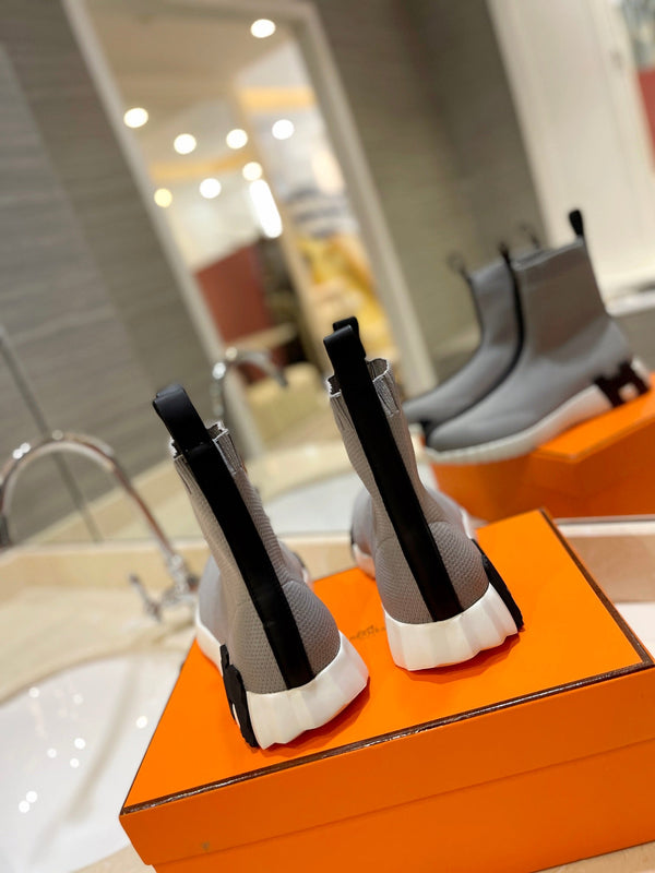 HM Fun Sneaker In Black Mix Grey Mesh Fabric And Lambskin 983022