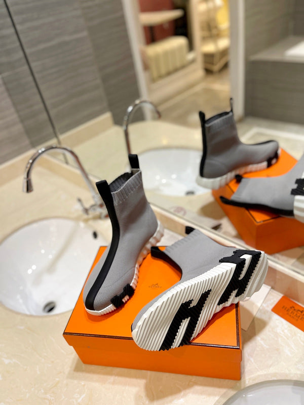 HM Fun Sneaker In Black Mix Grey Mesh Fabric And Lambskin 983022