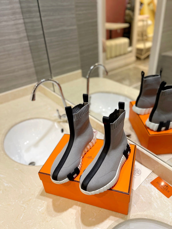 HM Fun Sneaker In Black Mix Grey Mesh Fabric And Lambskin 983022