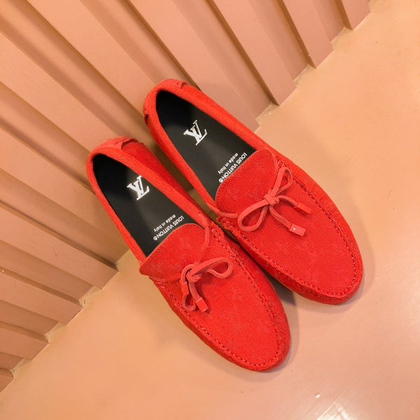 LV LOAFER IN CRIMSON RED MONOGRAM DENIM WITH BOW