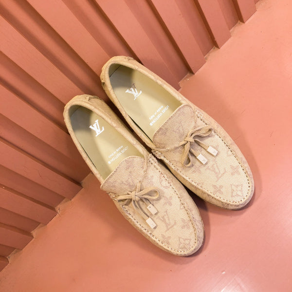 LV LOAFER IN CAMEL BROWN MONOGRAM DENIM WITH BOW