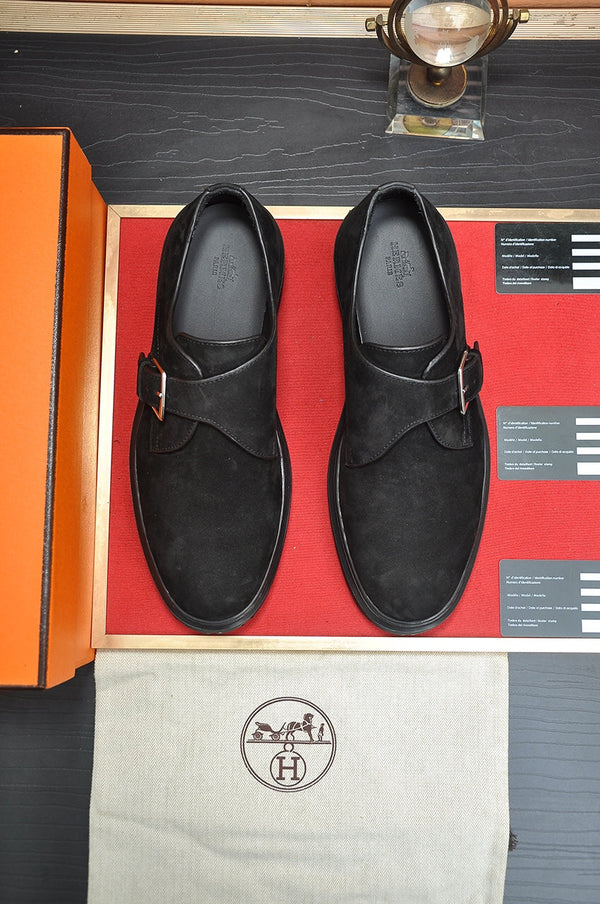 HM MONK STRAP BLACK SUEDE
