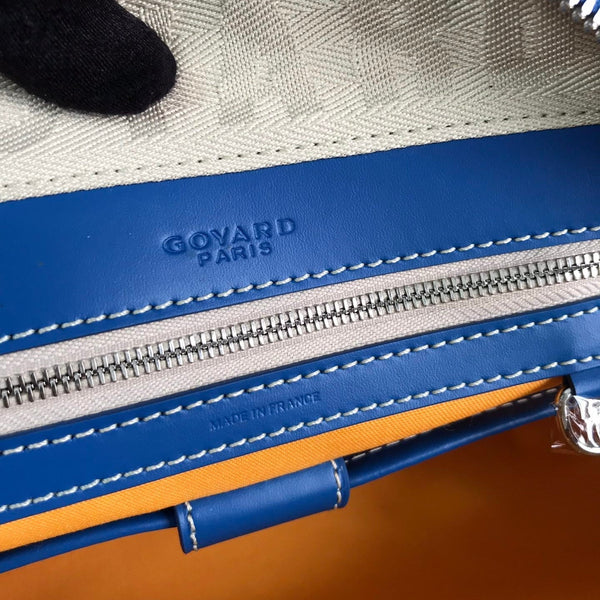 BORSA SAINT JEANNE 35 IN TELA GOYARDINE AZZURRA E PELLE DI VITELLO