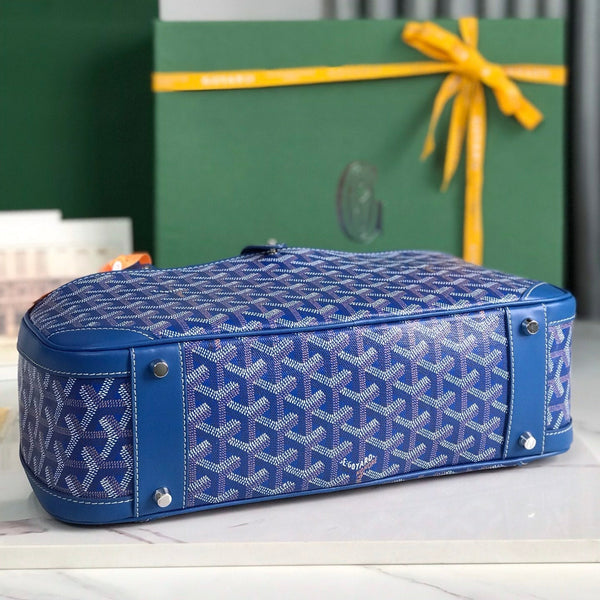 BORSA SAINT JEANNE 35 IN TELA GOYARDINE AZZURRA E PELLE DI VITELLO