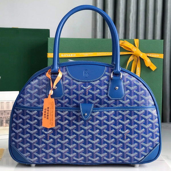 BORSA SAINT JEANNE 35 IN TELA GOYARDINE AZZURRA E PELLE DI VITELLO