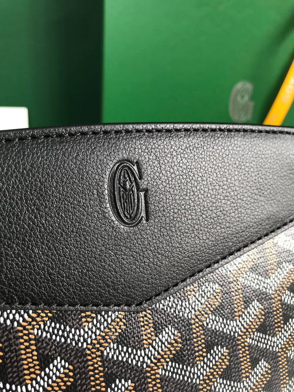 MINI BORSA ROUETTE STRUTTURATA 21 IN TELA GOYARDINE NERA E PELLE DI VITELLO