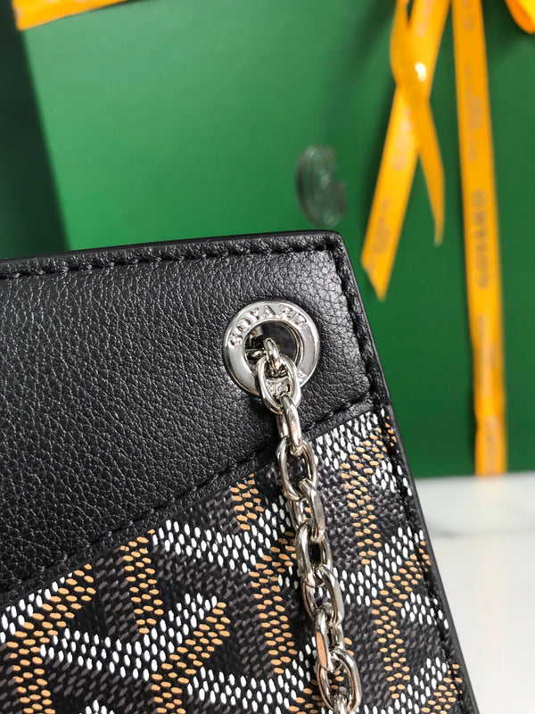 MINI BORSA ROUETTE STRUTTURATA 21 IN TELA GOYARDINE NERA E PELLE DI VITELLO