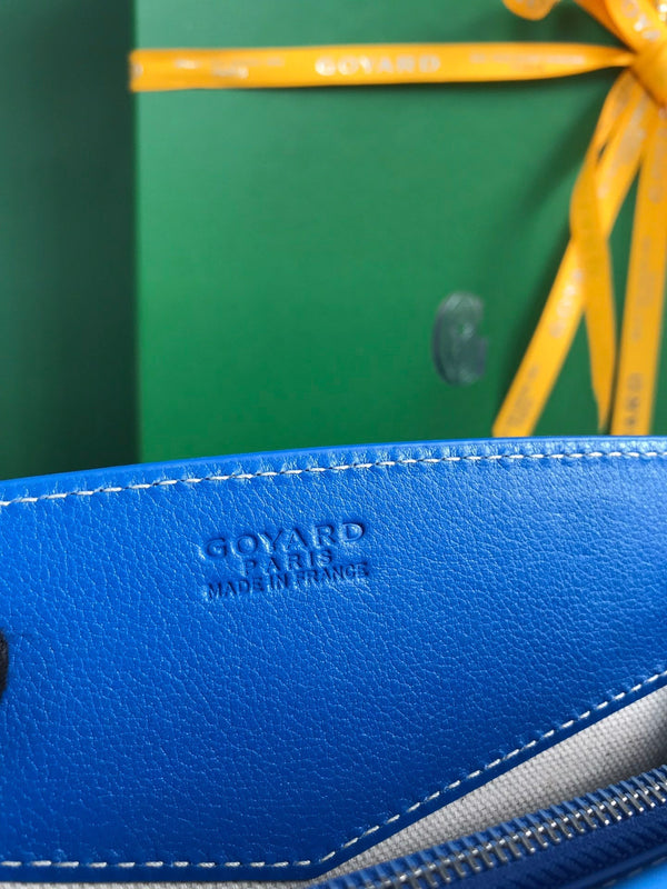 MINI BORSA ROUETTE STRUTTURATA 21 IN TELA GOYARDINE BLU ZAFFIRO E PELLE DI VITELLO