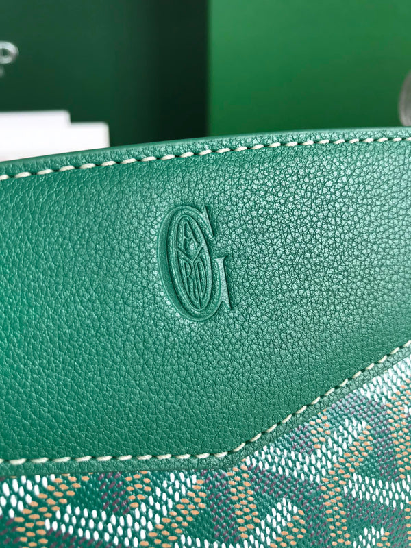 MINI BORSA ROUETTE STRUTTURATA 21 IN TELA GOYARDINE VERDE E PELLE DI VITELLO