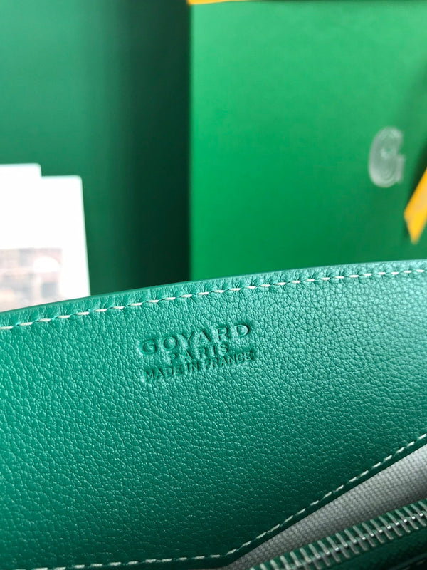 MINI BORSA ROUETTE STRUTTURATA 21 IN TELA GOYARDINE VERDE E PELLE DI VITELLO