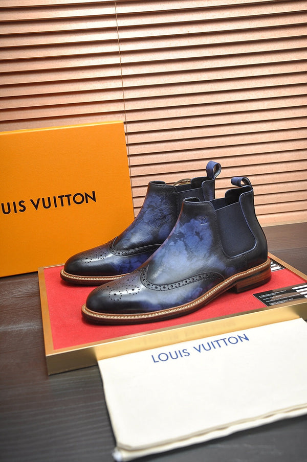 LV CHELSEA ANKLE BOOT IN BLUE OMBRE BLACK CALFSKIN
