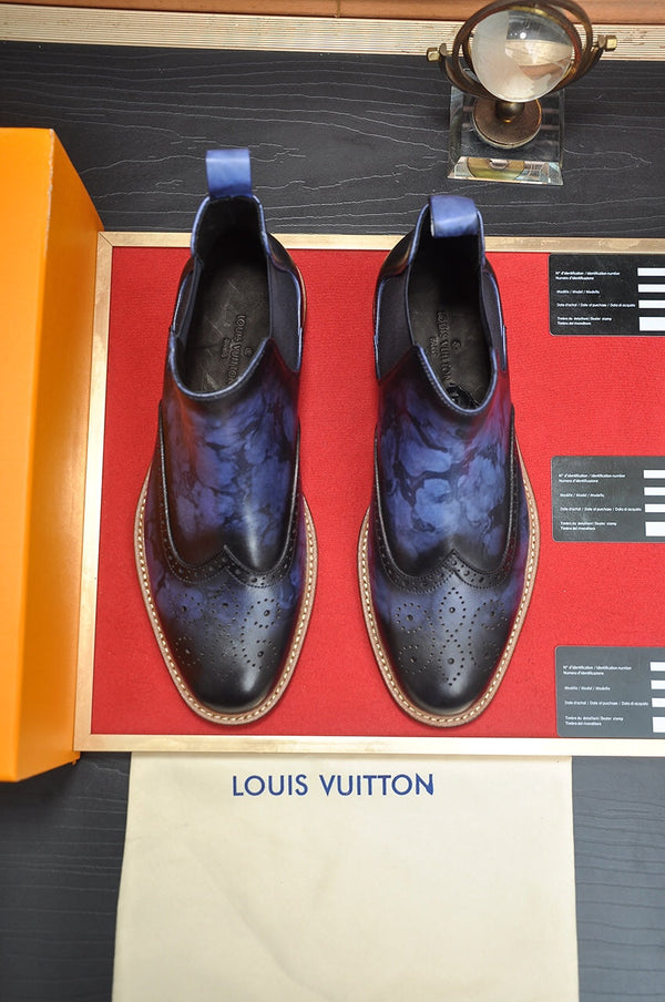 LV CHELSEA ANKLE BOOT IN BLUE OMBRE BLACK CALFSKIN