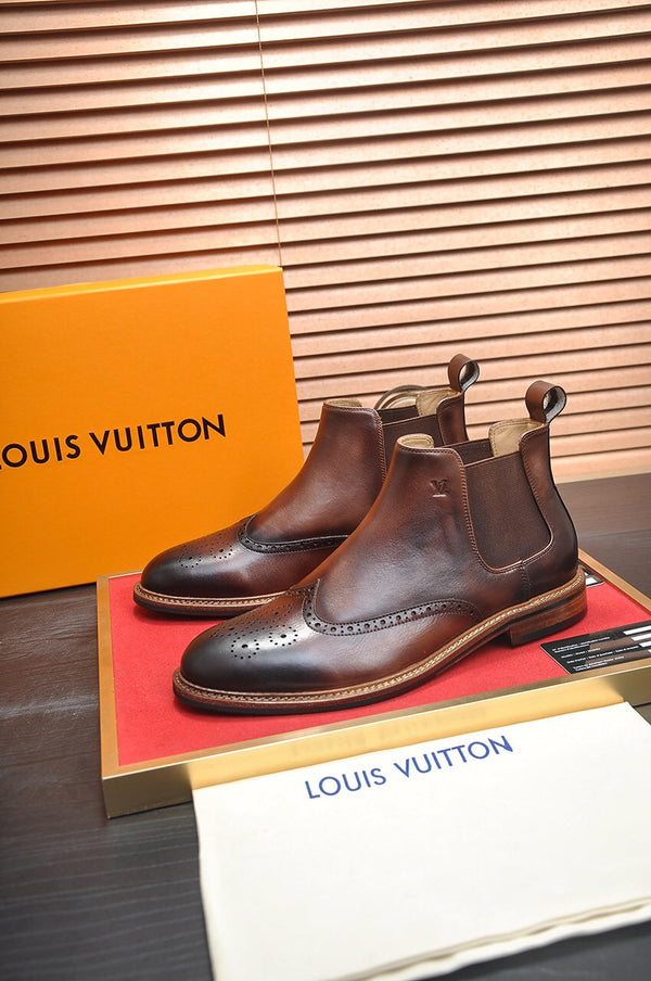 LV CHELSEA ANKLE BOOT IN CHOCOLATE BROWN CALFSKIN