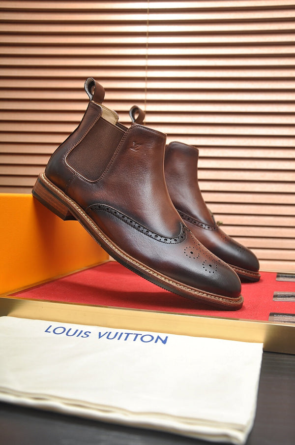 LV CHELSEA ANKLE BOOT IN CHOCOLATE BROWN CALFSKIN
