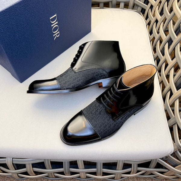 CD HOMME LACE-UP ANKLE BOOT BLACK CALFSKIN