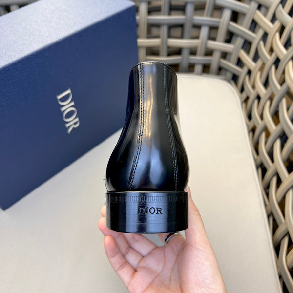 CD HOMME LACE-UP ANKLE BOOT BLACK CALFSKIN