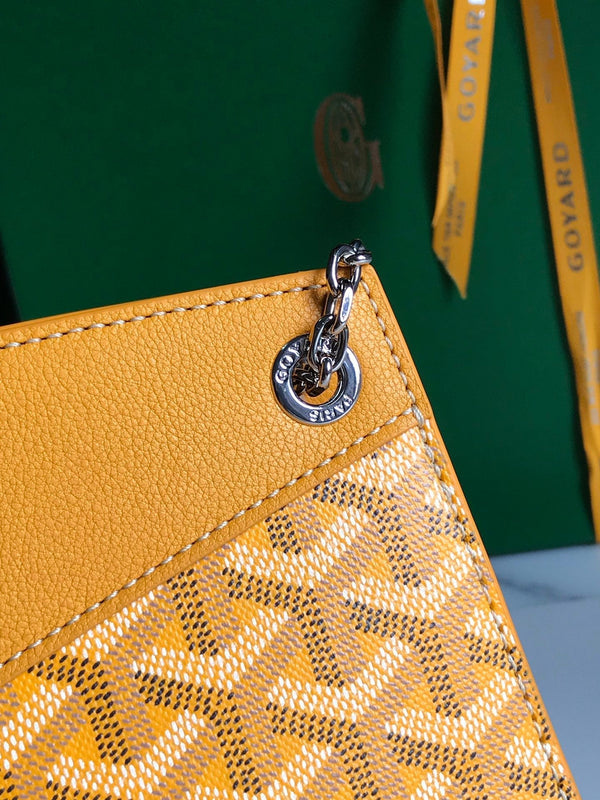 MINI BORSA ROUETTE STRUTTURATA 21 IN TELA GOYARDINE GIALLA E PELLE DI VITELLO