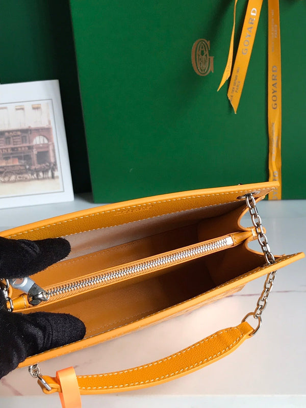 MINI BORSA ROUETTE STRUTTURATA 21 IN TELA GOYARDINE GIALLA E PELLE DI VITELLO