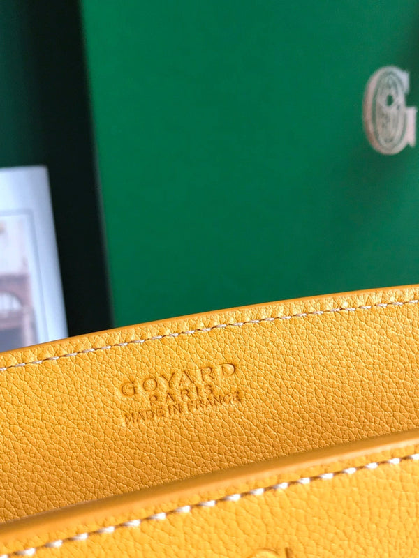 MINI BORSA ROUETTE STRUTTURATA 21 IN TELA GOYARDINE GIALLA E PELLE DI VITELLO