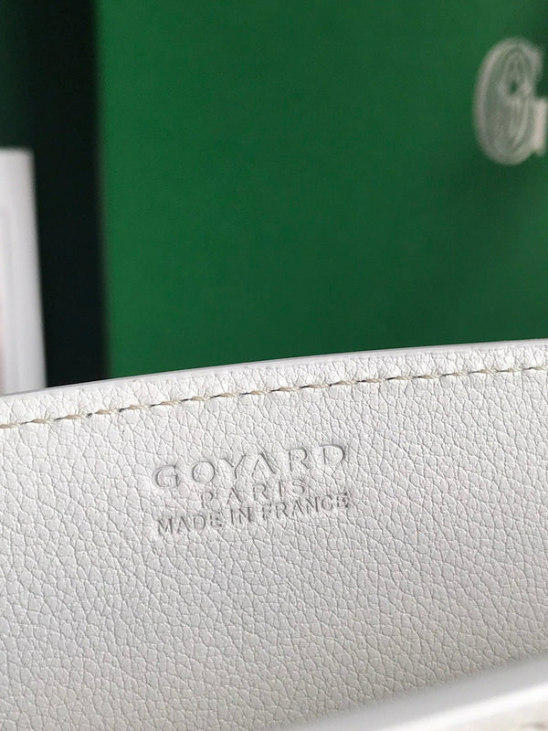 MINI BORSA ROUETTE STRUTTURATA 21 IN TELA GOYARDINE BIANCA E PELLE DI VITELLO