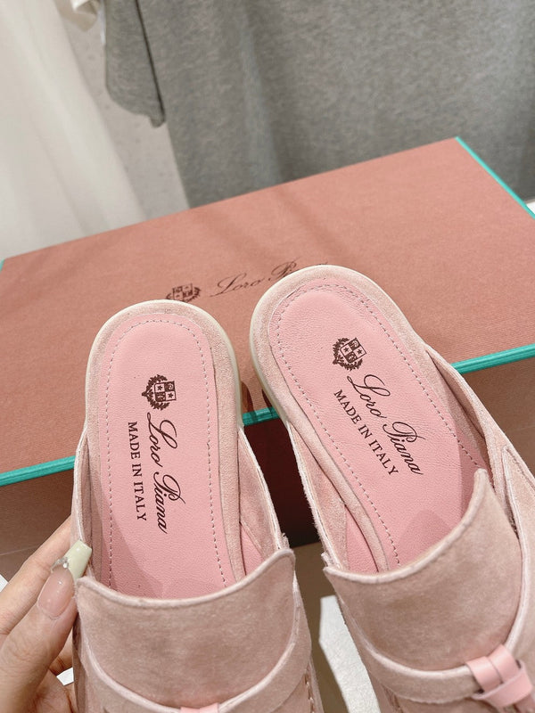 LP CHARMS WALK BABOUCHE LOAFERS PASTEL PINK SUEDE
