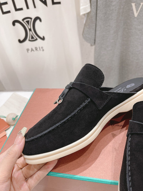 LP CHARMS WALK BABOUCHE LOAFERS BLACK SUEDE