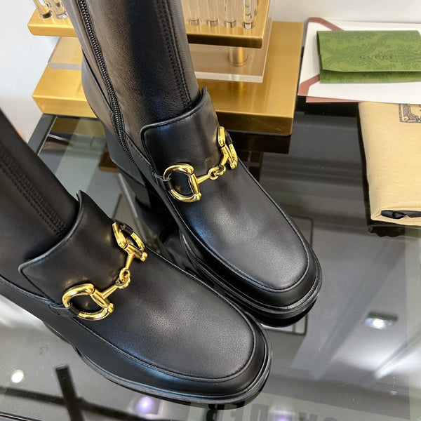 STIVALETTI GG HORSEBIT IN PELLE DI MONTONE NERA