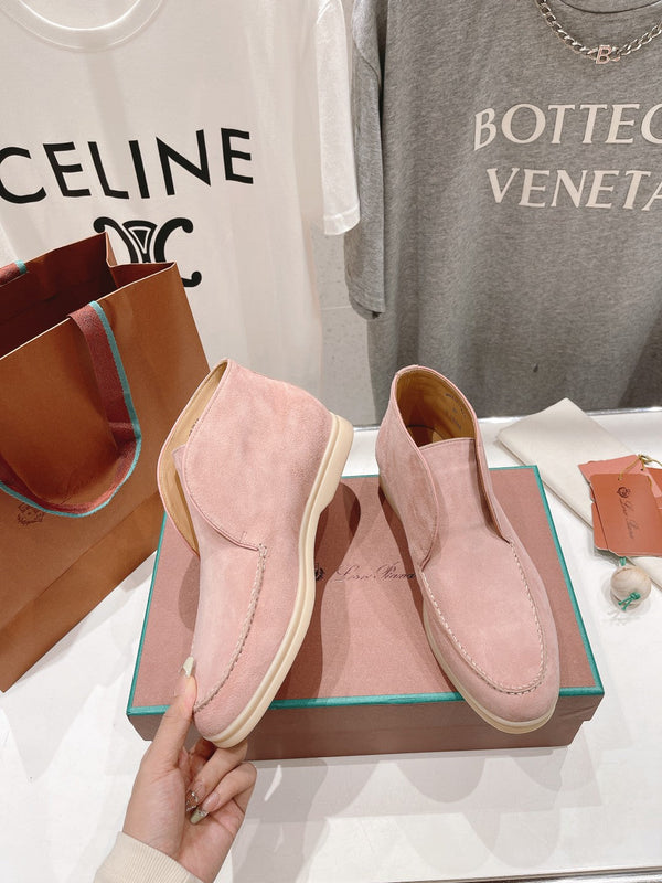 MOCASSINI APERTI LP HIGH TOP IN CAMOSCIO ROSA PASTELLO