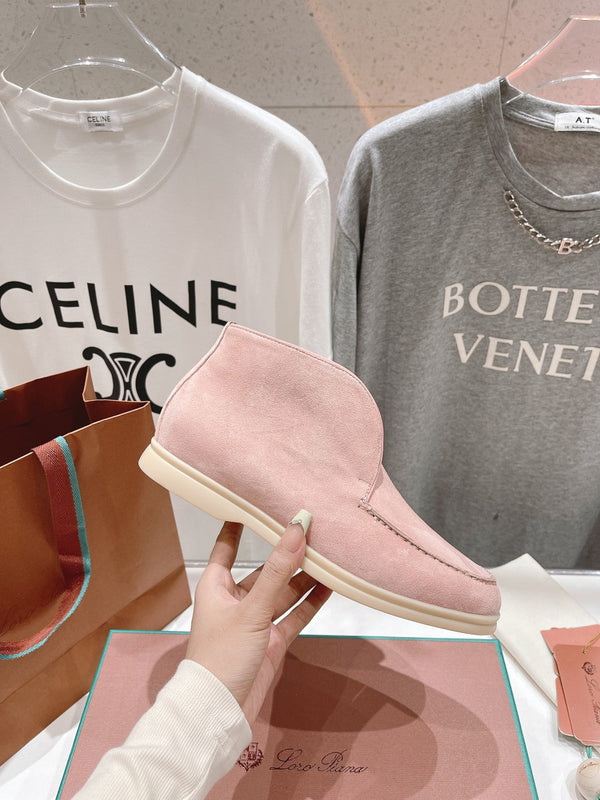 MOCASSINI APERTI LP HIGH TOP IN CAMOSCIO ROSA PASTELLO