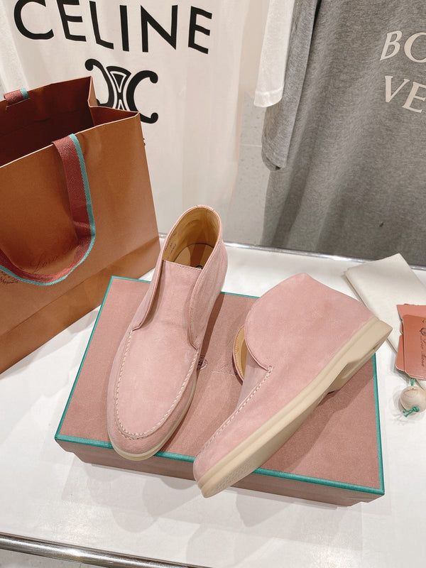 MOCASSINI APERTI LP HIGH TOP IN CAMOSCIO ROSA PASTELLO