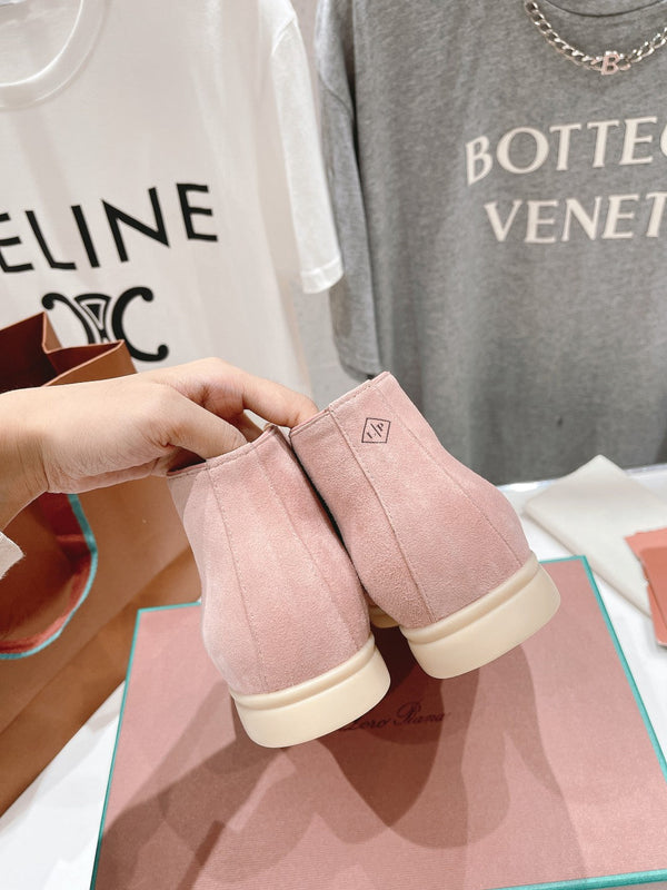 MOCASSINI APERTI LP HIGH TOP IN CAMOSCIO ROSA PASTELLO