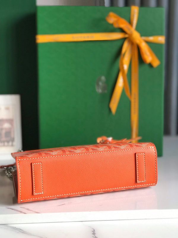 MINI BORSA ROUETTE STRUTTURATA 21 IN TELA GOYARDINE ARANCIO E PELLE DI VITELLO