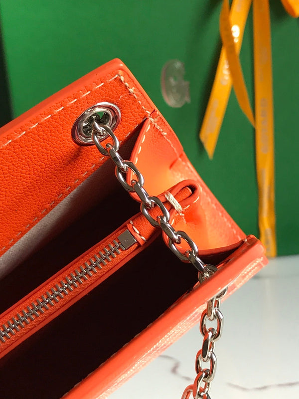 MINI BORSA ROUETTE STRUTTURATA 21 IN TELA GOYARDINE ARANCIO E PELLE DI VITELLO