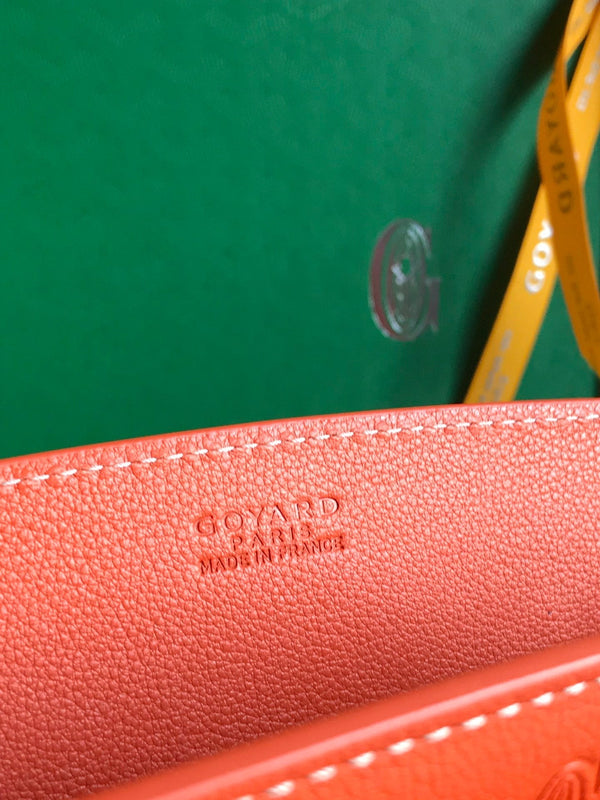 MINI BORSA ROUETTE STRUTTURATA 21 IN TELA GOYARDINE ARANCIO E PELLE DI VITELLO