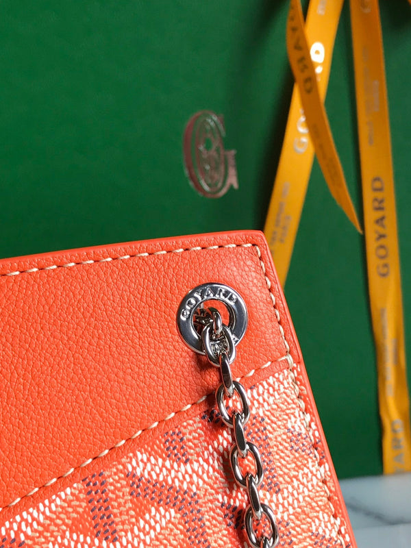 MINI BORSA ROUETTE STRUTTURATA 21 IN TELA GOYARDINE ARANCIO E PELLE DI VITELLO