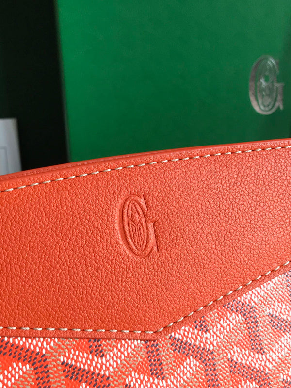 MINI BORSA ROUETTE STRUTTURATA 21 IN TELA GOYARDINE ARANCIO E PELLE DI VITELLO